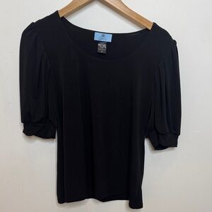 CeCe Black Puff Sleeve Blouse